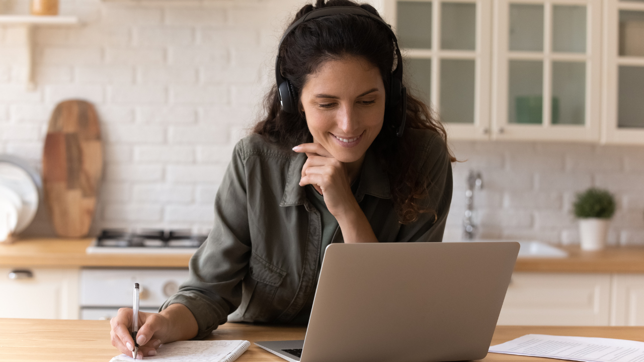 Woman in meeting and smiling
